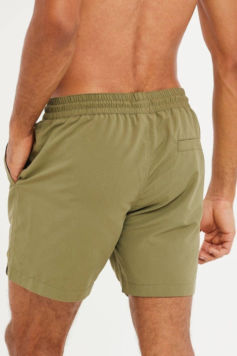 Swim Shorts * | Threadbare 'Emblem' Side Script Swim Shorts Khaki