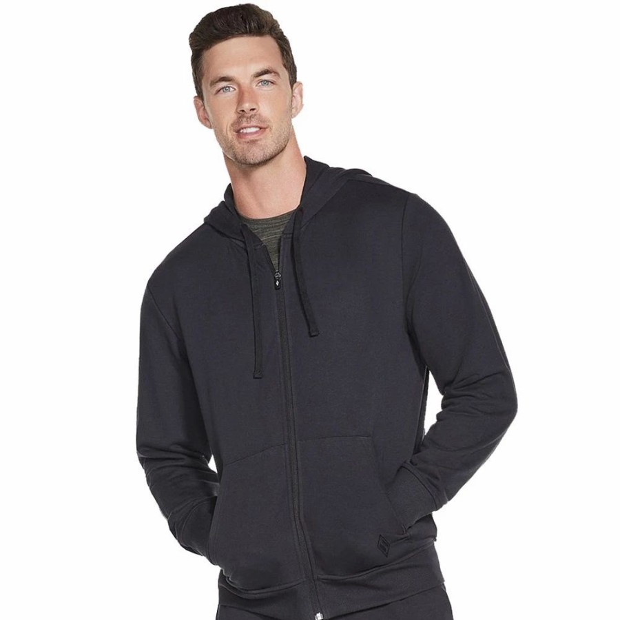 Hoodies * | Skechers Mens Go Walk Everywhere Full Zip Hoodie Bold Black