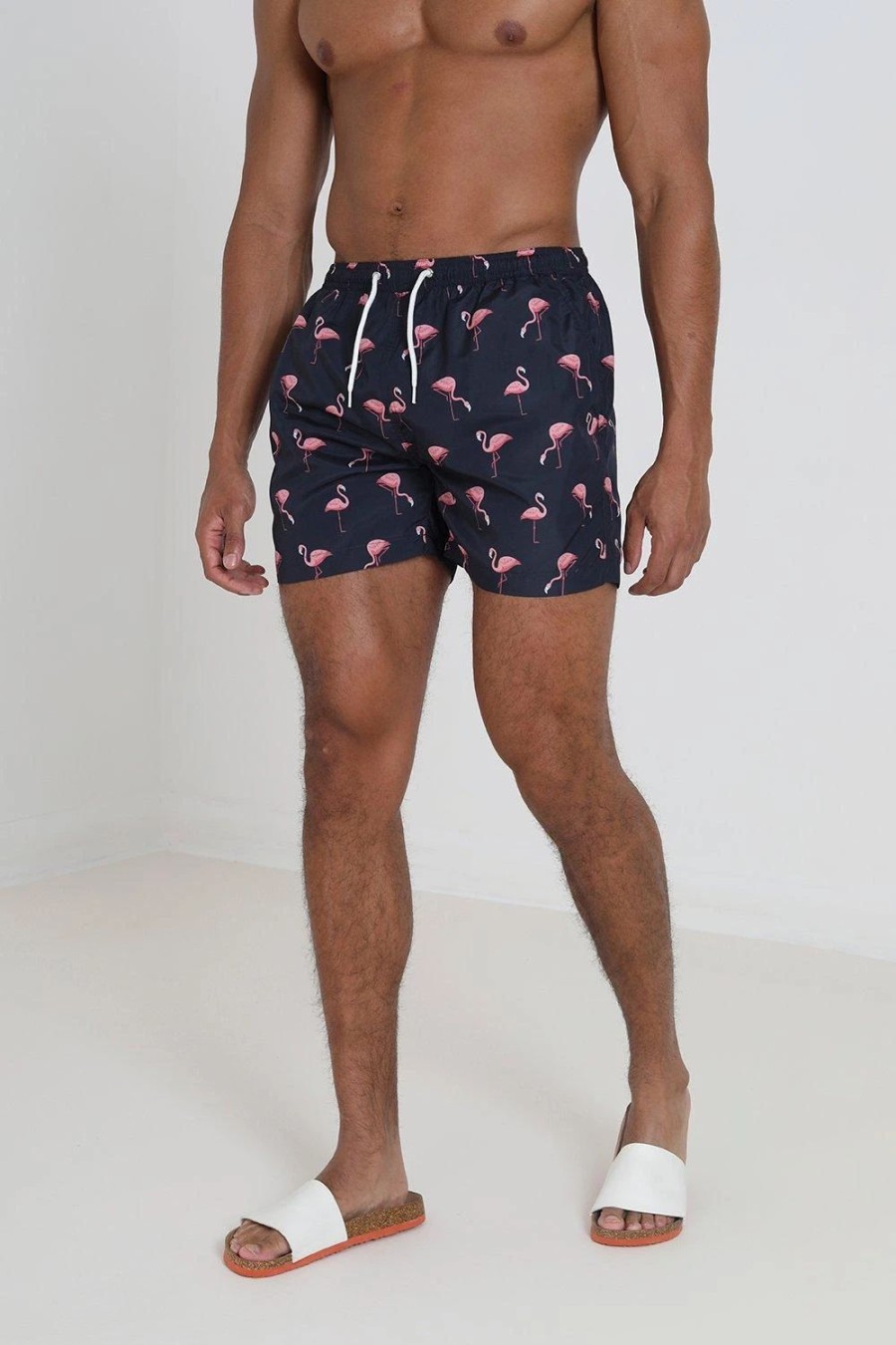 Swim Shorts * | Brave Soul 'Valencia' Flamingo Print Swim Shorts Blue