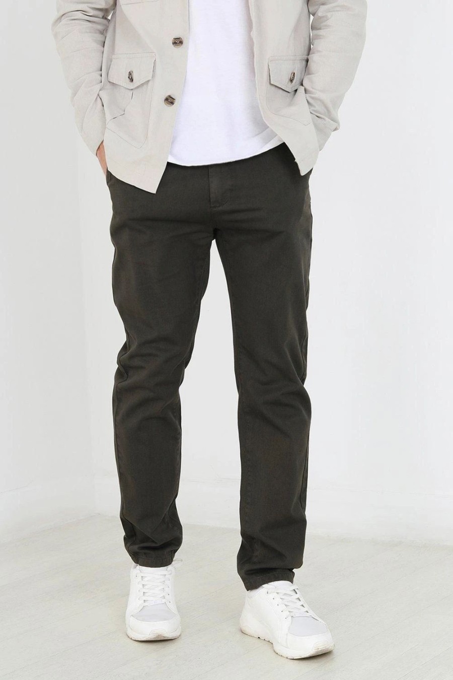 Chinos * | Brave Soul 'Armstrong' Cotton Chino Trousers Khaki