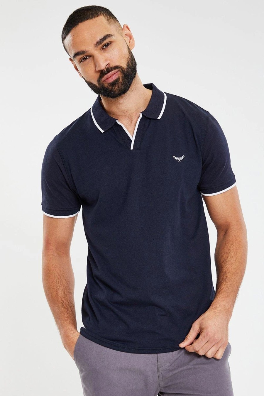 Polo Shirts * | Threadbare Mabel' Revere Collar Jersey Polo Shirt Blue