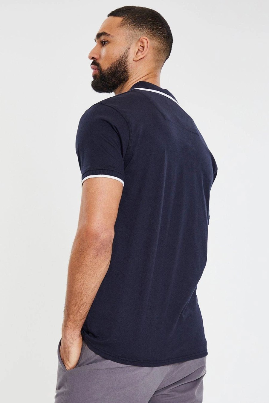 Polo Shirts * | Threadbare Mabel' Revere Collar Jersey Polo Shirt Blue