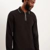 Polo Shirts * | Burton Long Sleeve Tipped Collar Polo Shirt Black