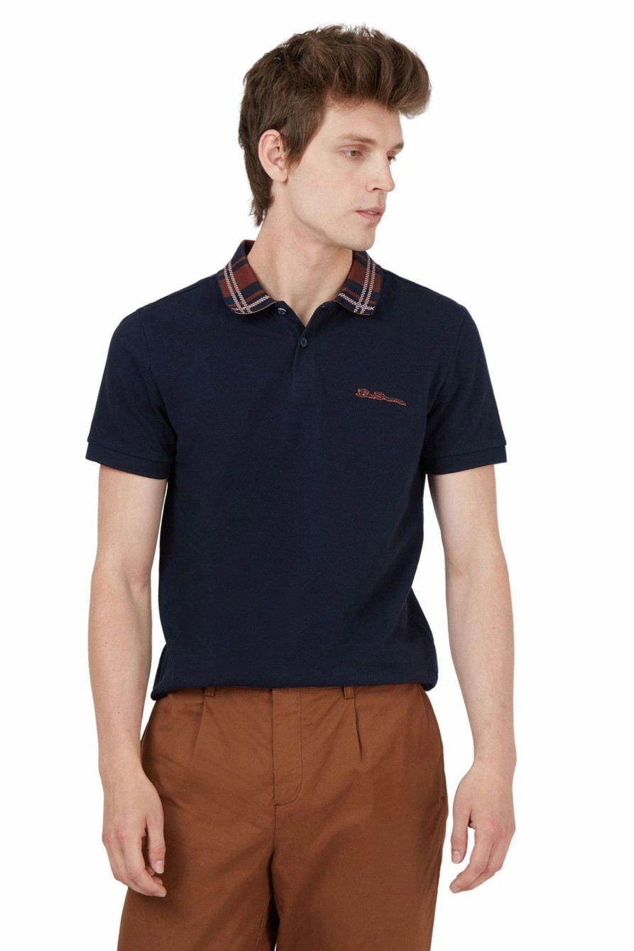 Polo Shirts * | Ben Sherman Collar Interest Polo Navy