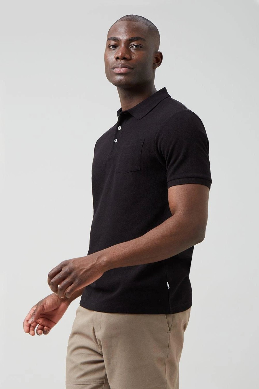 Polo Shirts * | Burton Waffle Pocket Polo Shirt Black