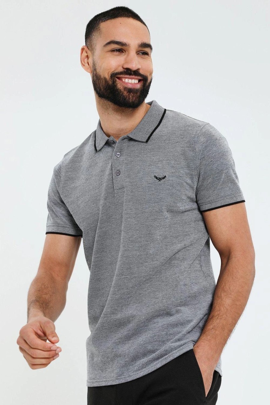 Polo Shirts * | Threadbare 'Kincaid' Birdseye Pique Polo Shirt Grey