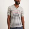 Polo Shirts * | Burton Slim Fit Short Sleeve Stripe Knitted Polo Grey