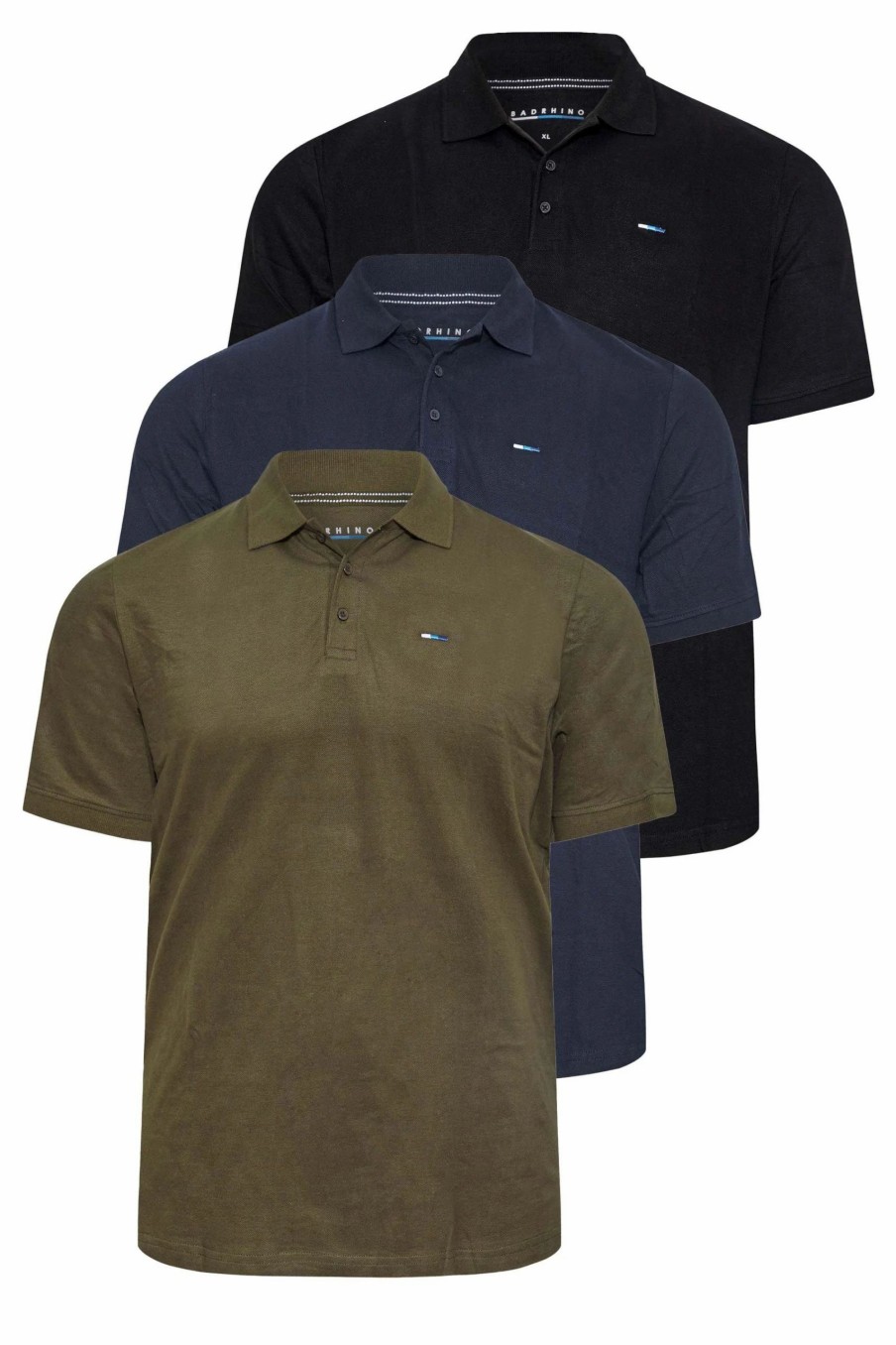 Polo Shirts * | Badrhino 3 Pack Plain Polo Shirts Black