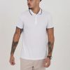 Polo Shirts * | Brave Soul 'Ohma' Short Sleeve Pique Polo Shirt With Contrast Tipping White