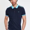 Polo Shirts * | Threadbare 'Junta' Contrast Detail Cotton Jersey Polo Shirt Blue