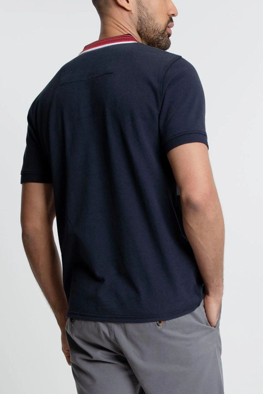 Polo Shirts * | Threadbare 'Jose' Colourblock Pique Polo Shirt Navy