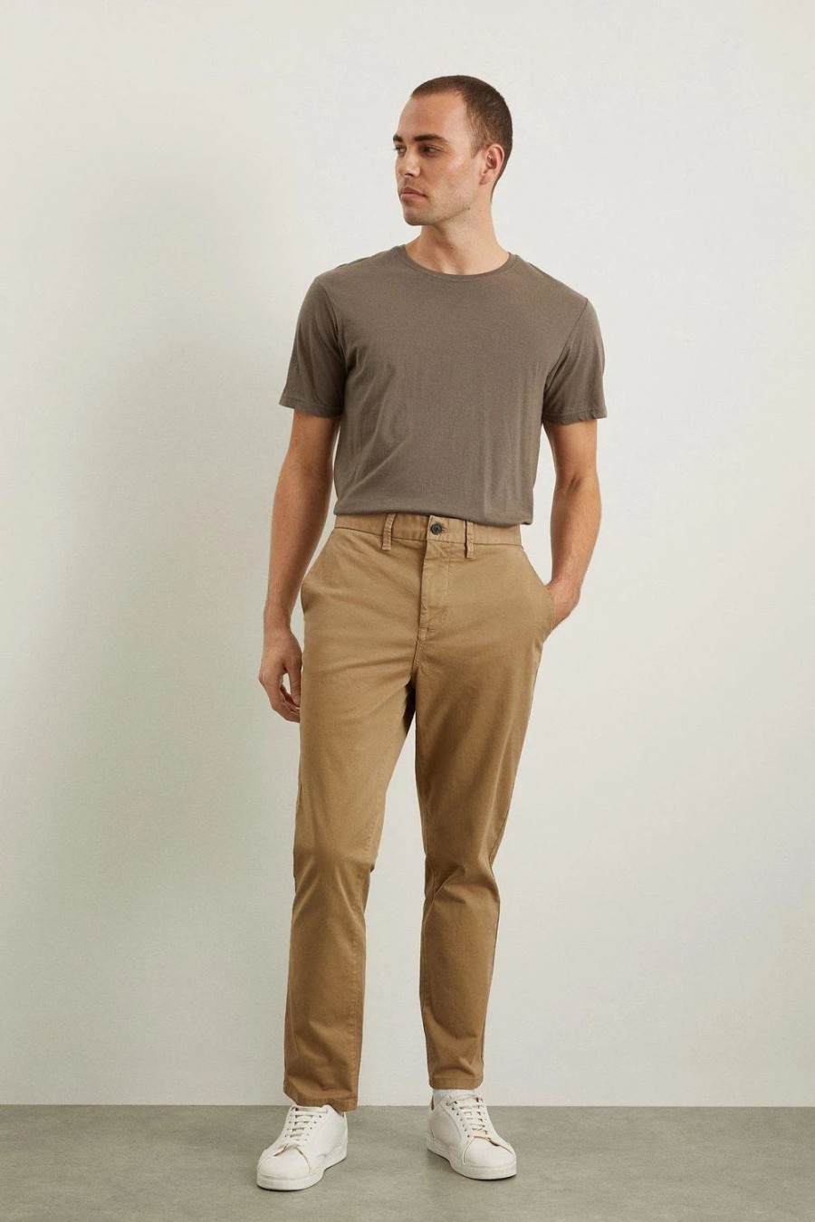 Chinos * | Burton Regular Fit Stone Chino Trousers Beige