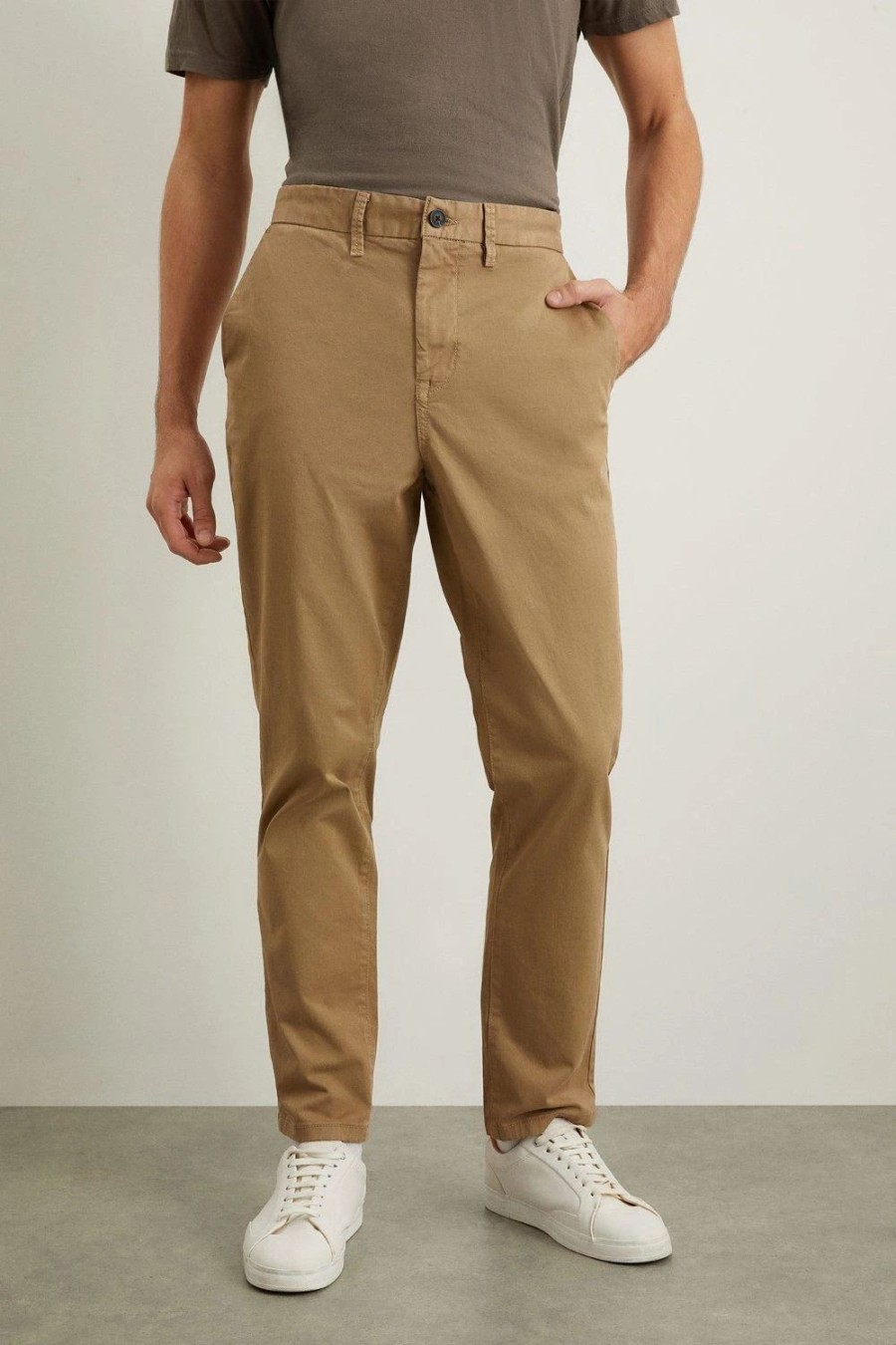 Chinos * | Burton Regular Fit Stone Chino Trousers Beige