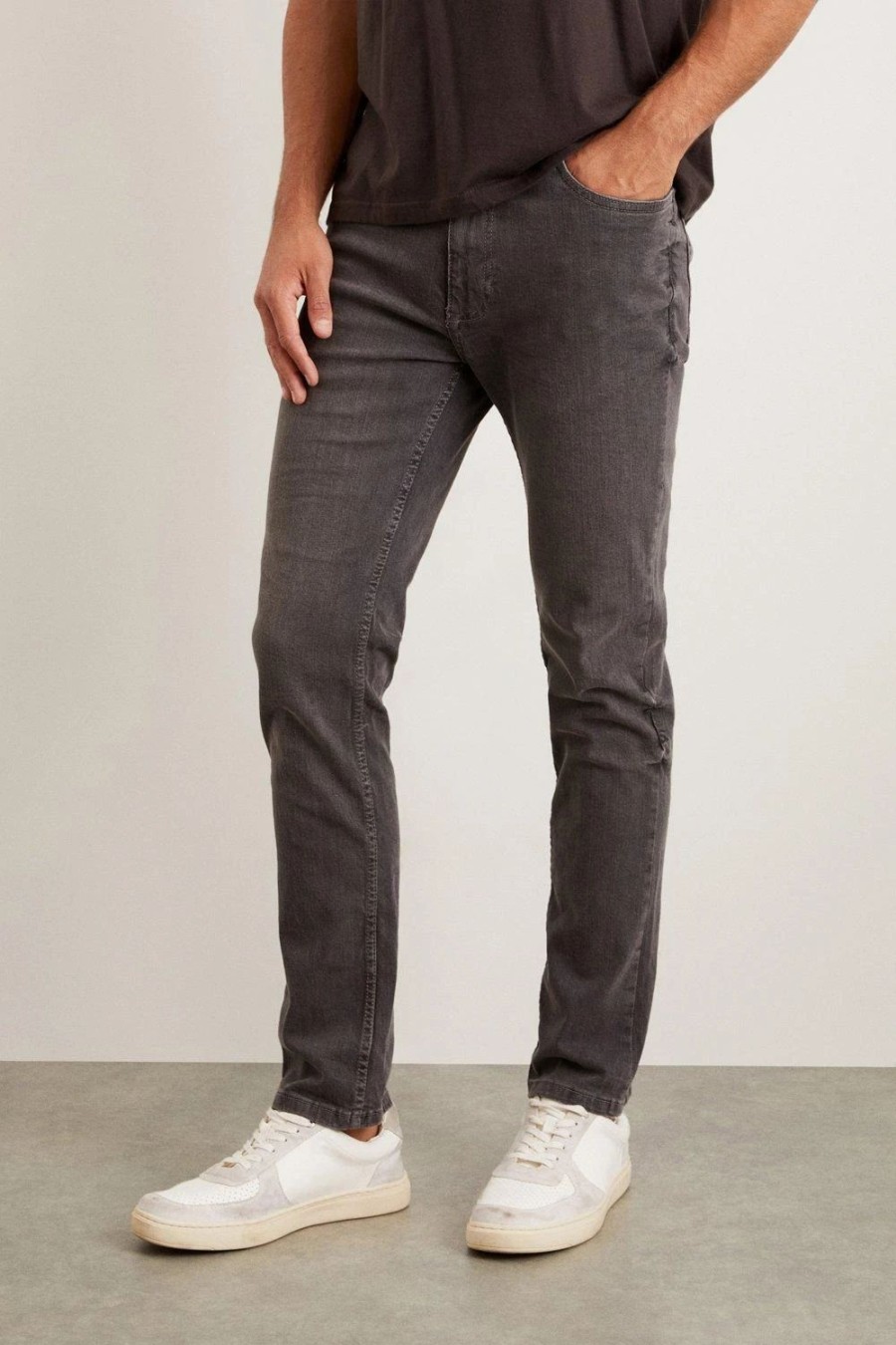 Jeans * | Burton Slim Fit Dark Jeans Grey