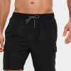 Swim Shorts * | Threadbare 'Saxon' Mid-Length Cargo Swim Shorts Black