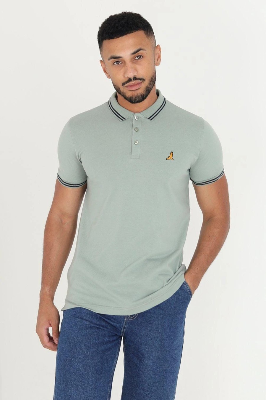 Polo Shirts * | Brave Soul 'Kanoh' Short Sleeve Pique Polo Shirt With Contrast Tipping Green