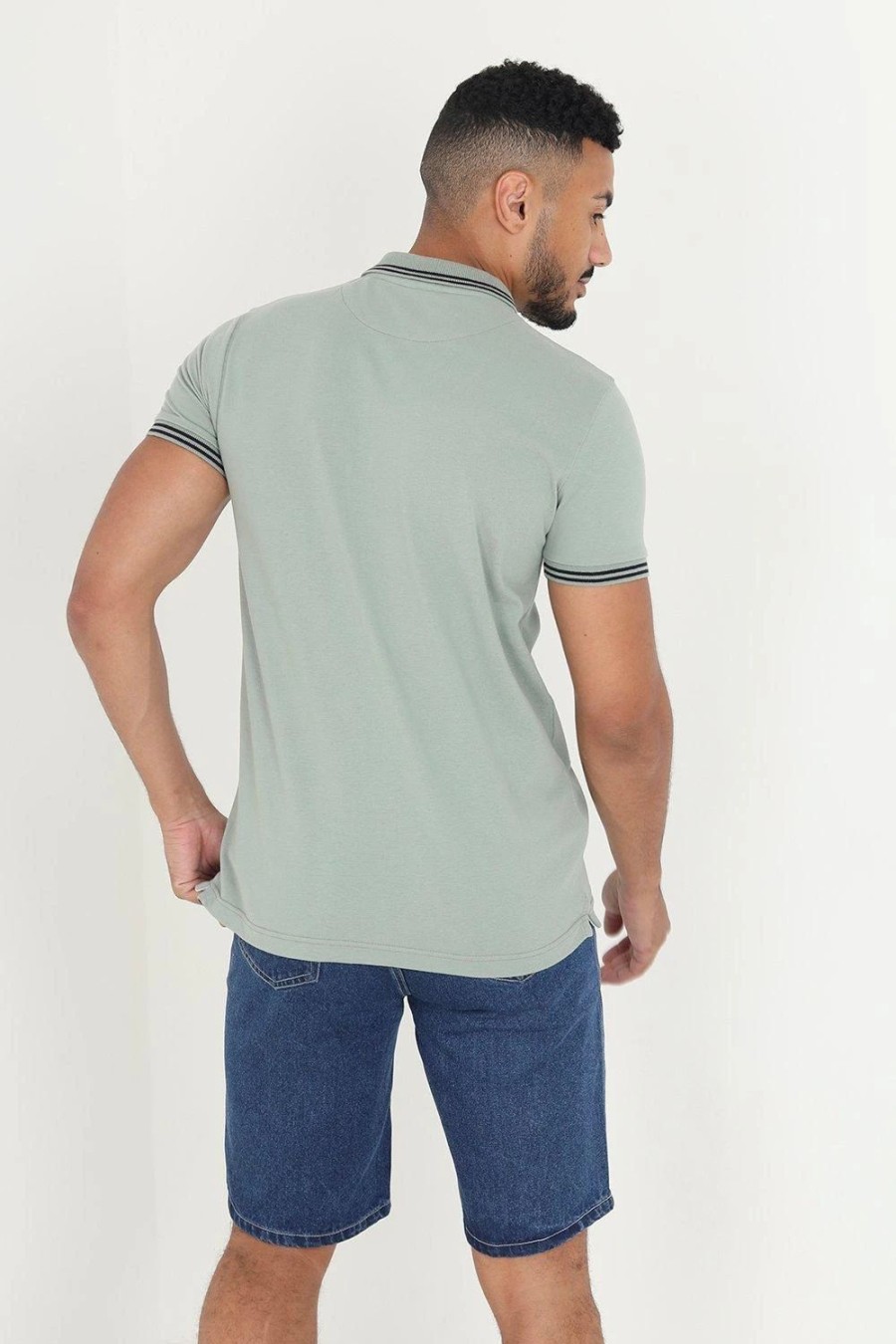 Polo Shirts * | Brave Soul 'Kanoh' Short Sleeve Pique Polo Shirt With Contrast Tipping Green