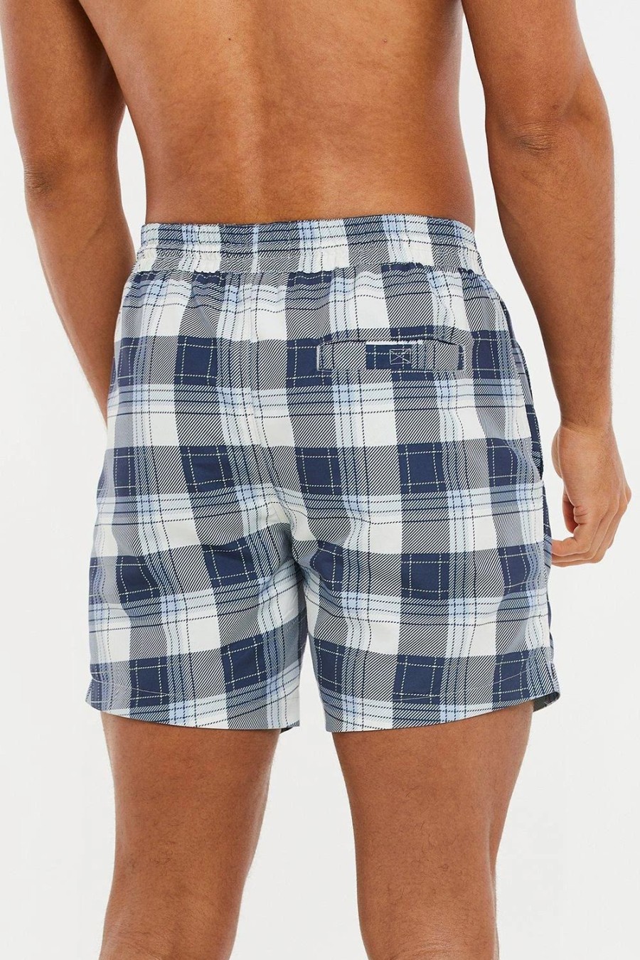 Swim Shorts * | Threadbare 'Aires' Check Print Swim Shorts Blue