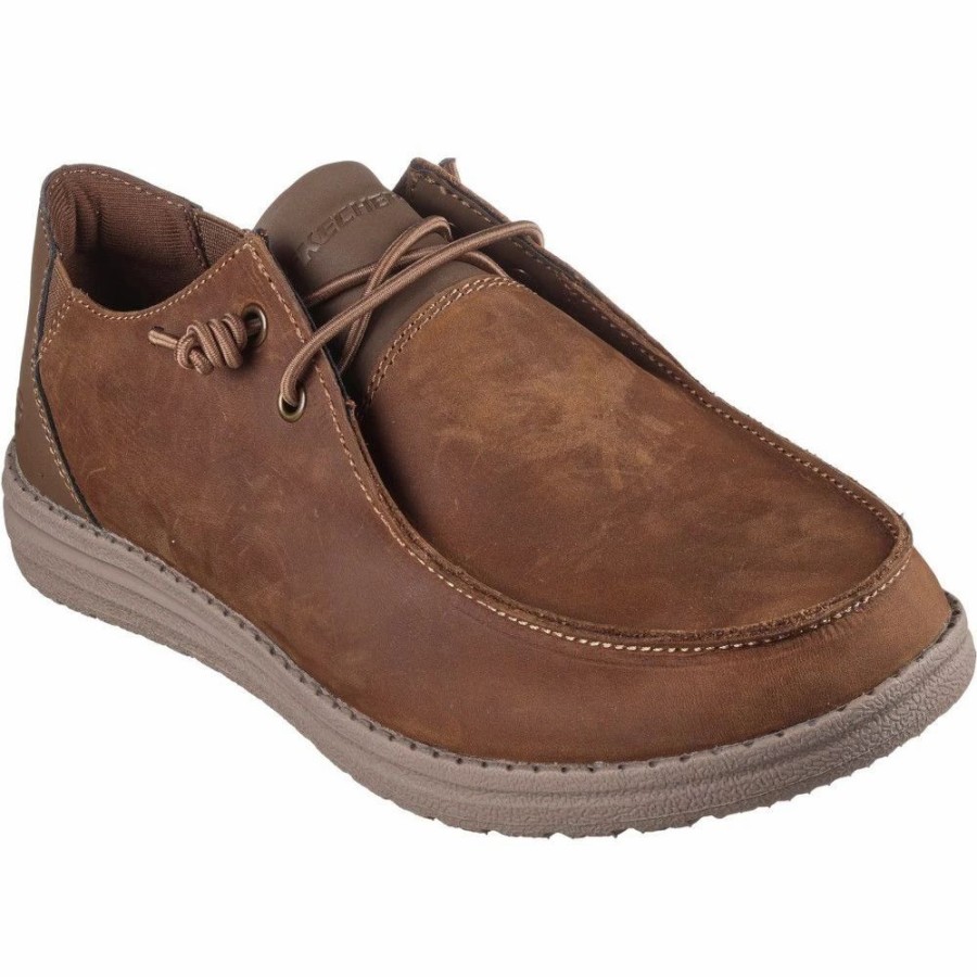 Shoes * | Skechers Mens Melson Ramilo Leather Moccasin Shoes Desert