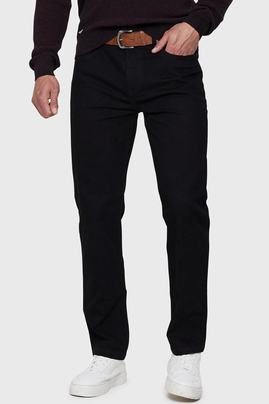 Jeans * | Threadbare Rainford' Belted Straight Fit Jeans Black