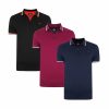 Polo Shirts * | Threadbare 3 Pack Cotton 'Tay' Polo Shirts Black