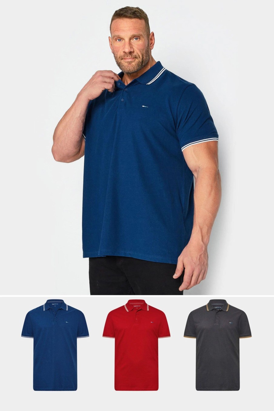 Polo Shirts * | Badrhino 3 Pack Men'S Polo Shirts Blue