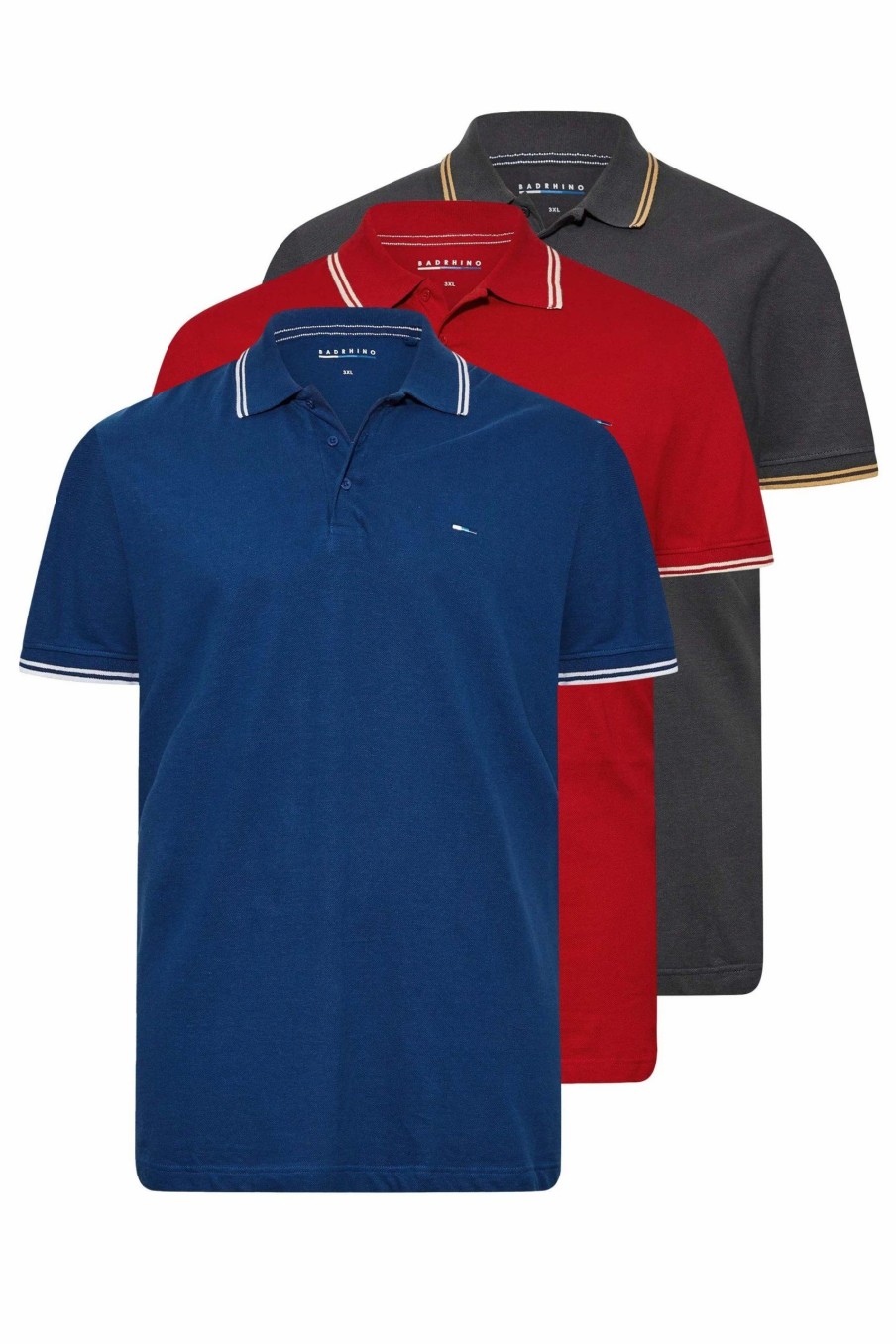 Polo Shirts * | Badrhino 3 Pack Men'S Polo Shirts Blue