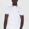 Polo Shirts * | Brave Soul 'Glover' Short Sleeve Jacquard Collar Jersey Polo Shirt White