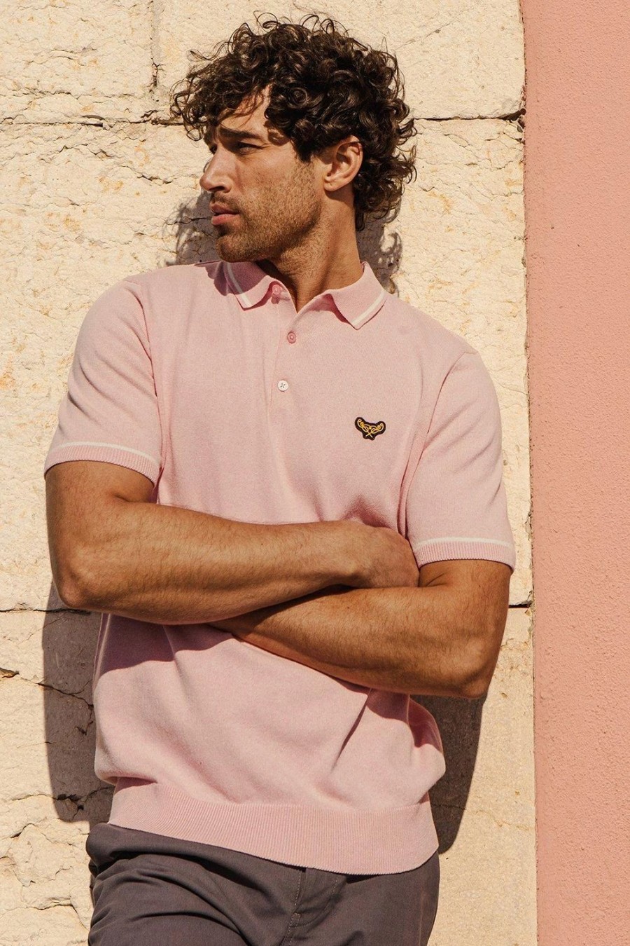 Polo Shirts * | Threadbare 'Clarendon' Cotton Rich Short Sleeved Knitted Polo Pink