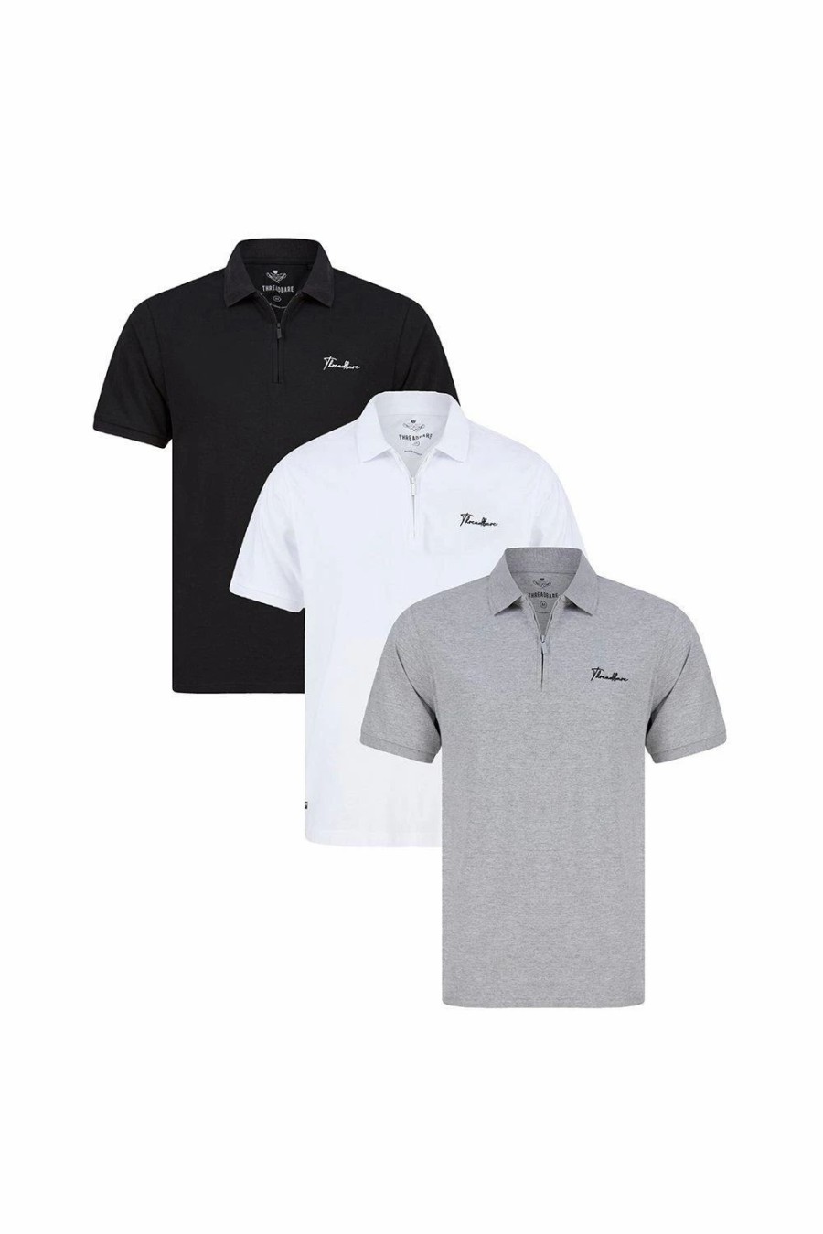 Polo Shirts * | Threadbare 3 Pack 'Script' Polo Shirts Black