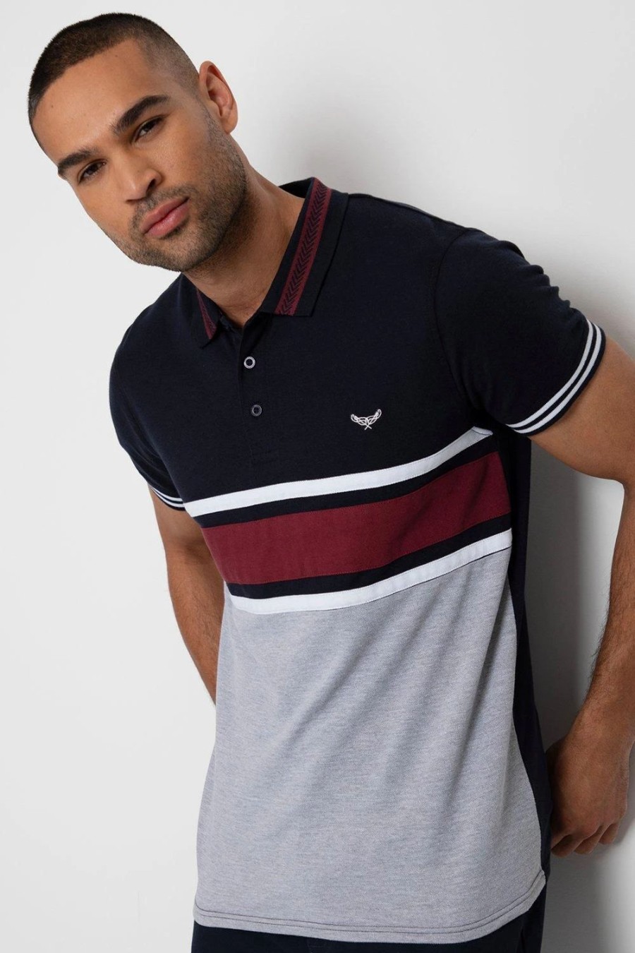 Polo Shirts * | Threadbare 'Carlos' Colourblock Pique Polo Shirt Blue