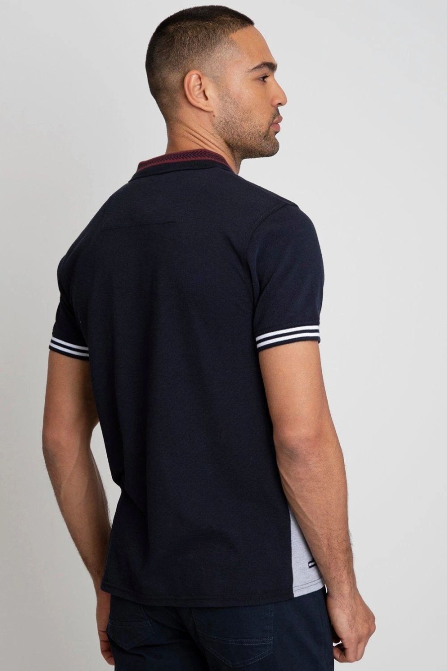 Polo Shirts * | Threadbare 'Carlos' Colourblock Pique Polo Shirt Blue