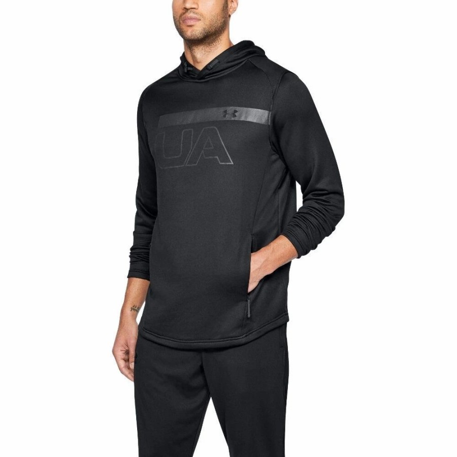 Hoodies * | Under Armour Mens Mk1 Terry Graphic Lightweight Running Hoodie Sweater Black