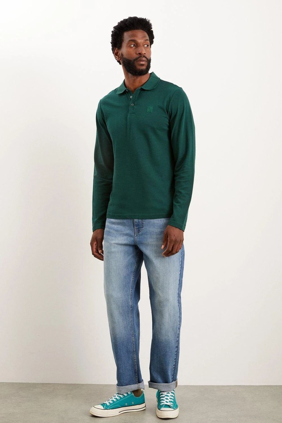 Polo Shirts * | Burton Long Sleeve Pique Polo Shirt Green