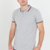 Polo Shirts * | Brave Soul 'Ohma' Short Sleeve Polo Shirt With Contrast Tipping Grey