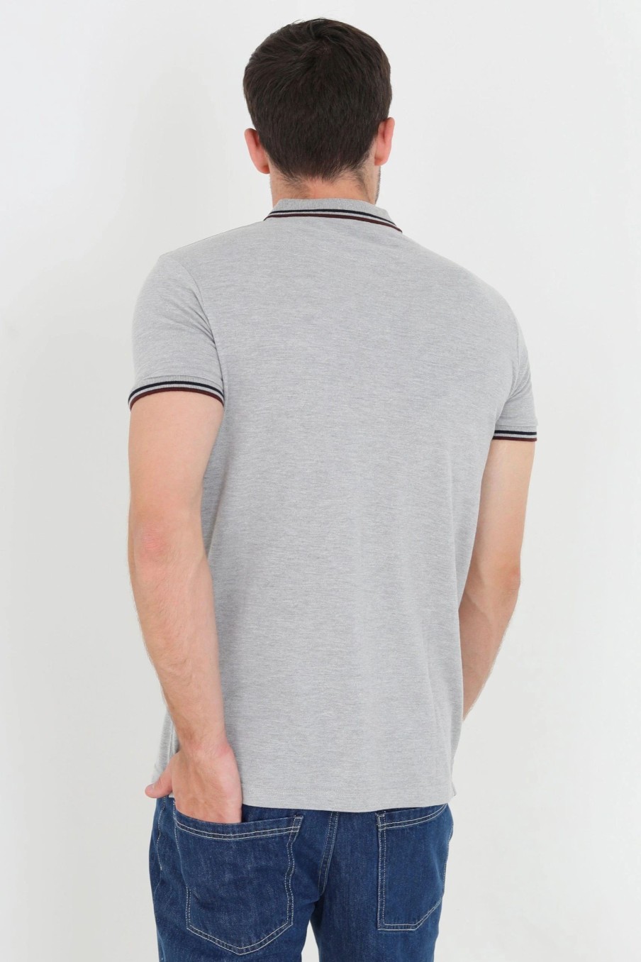 Polo Shirts * | Brave Soul 'Ohma' Short Sleeve Polo Shirt With Contrast Tipping Grey