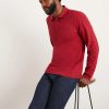 Polo Shirts * | Burton Burgundy Long Sleeve Pique Polo Shirt Red