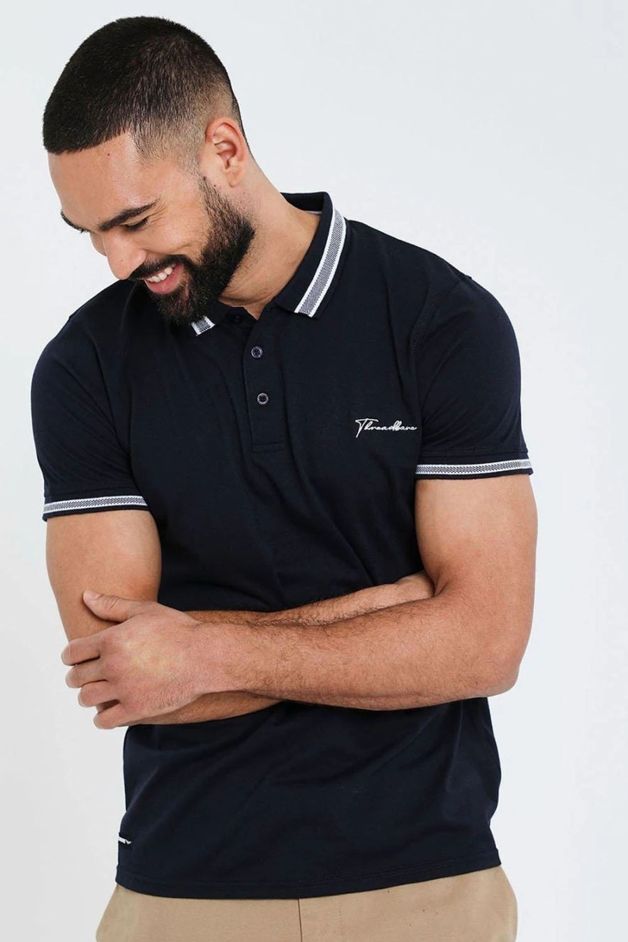 Polo Shirts * | Threadbare 'Norwalk' Contrast Collar Pique Polo Shirt Blue