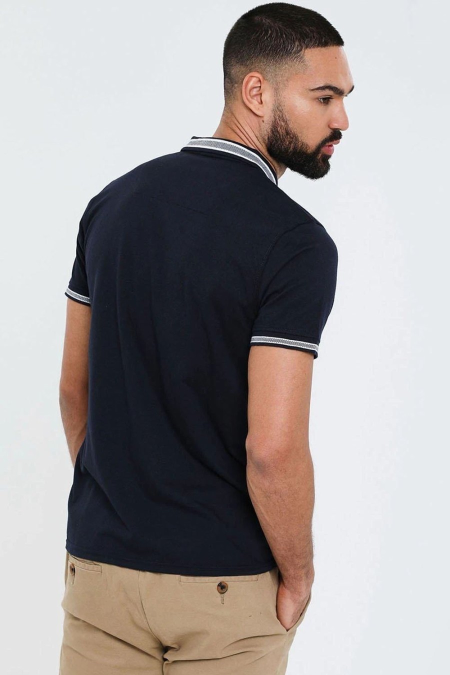 Polo Shirts * | Threadbare 'Norwalk' Contrast Collar Pique Polo Shirt Blue