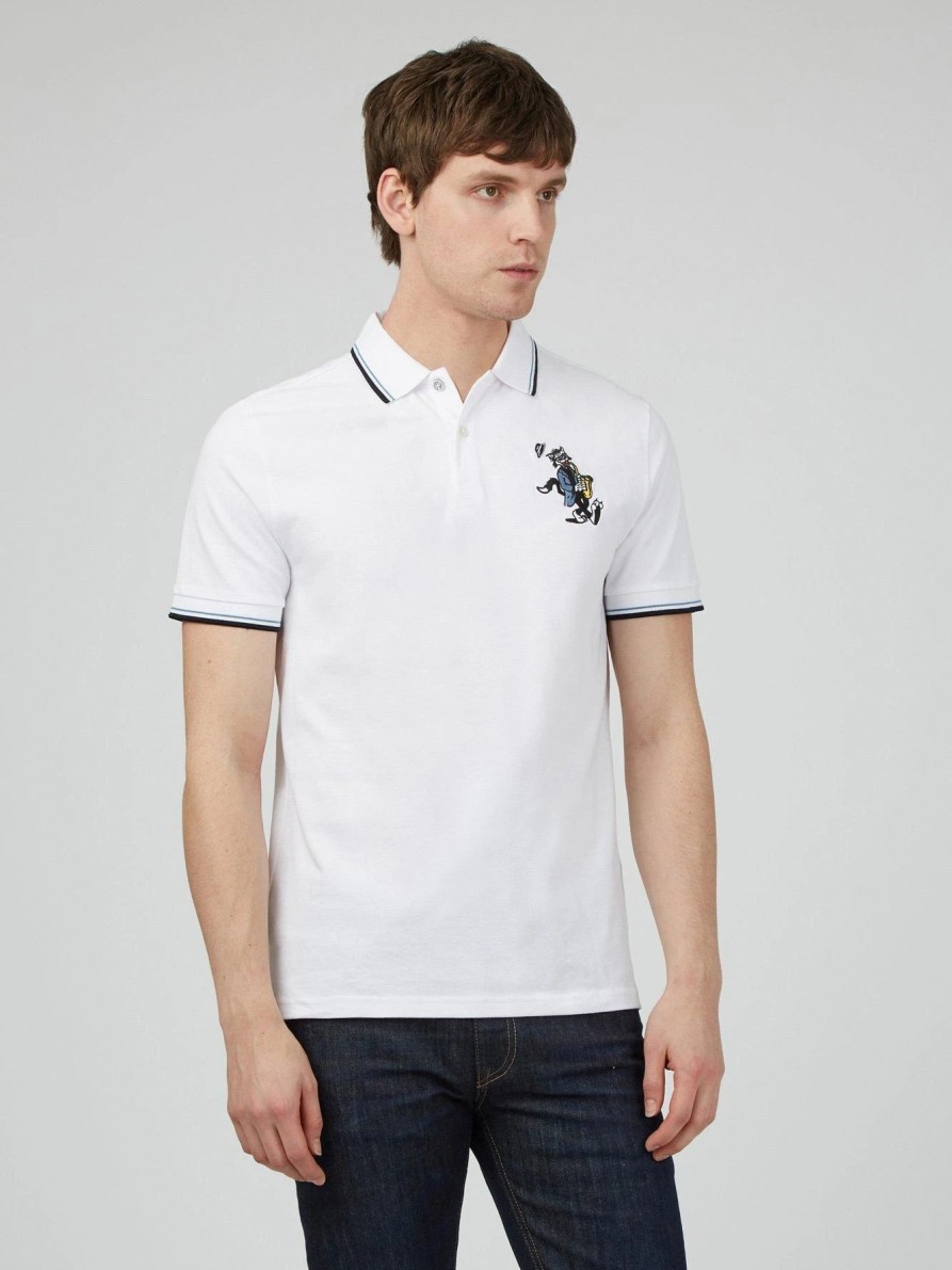 Polo Shirts * | Ben Sherman Jazz Cat Polo White