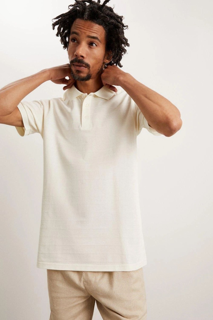 Polo Shirts * | Burton Pique Stripe Polo Shirt White