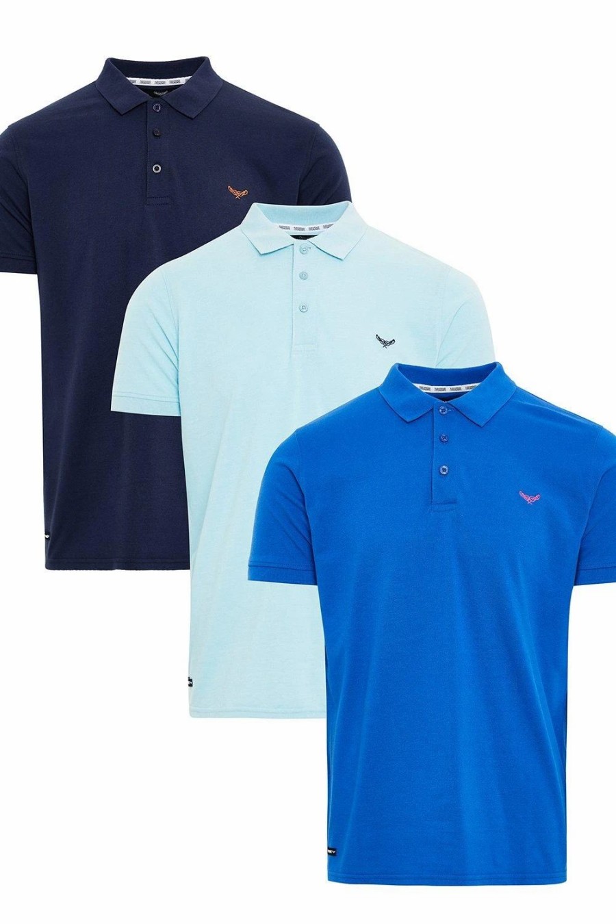 Polo Shirts * | Threadbare 3 Pack 'Dami' Pique Polo Shirts Blue