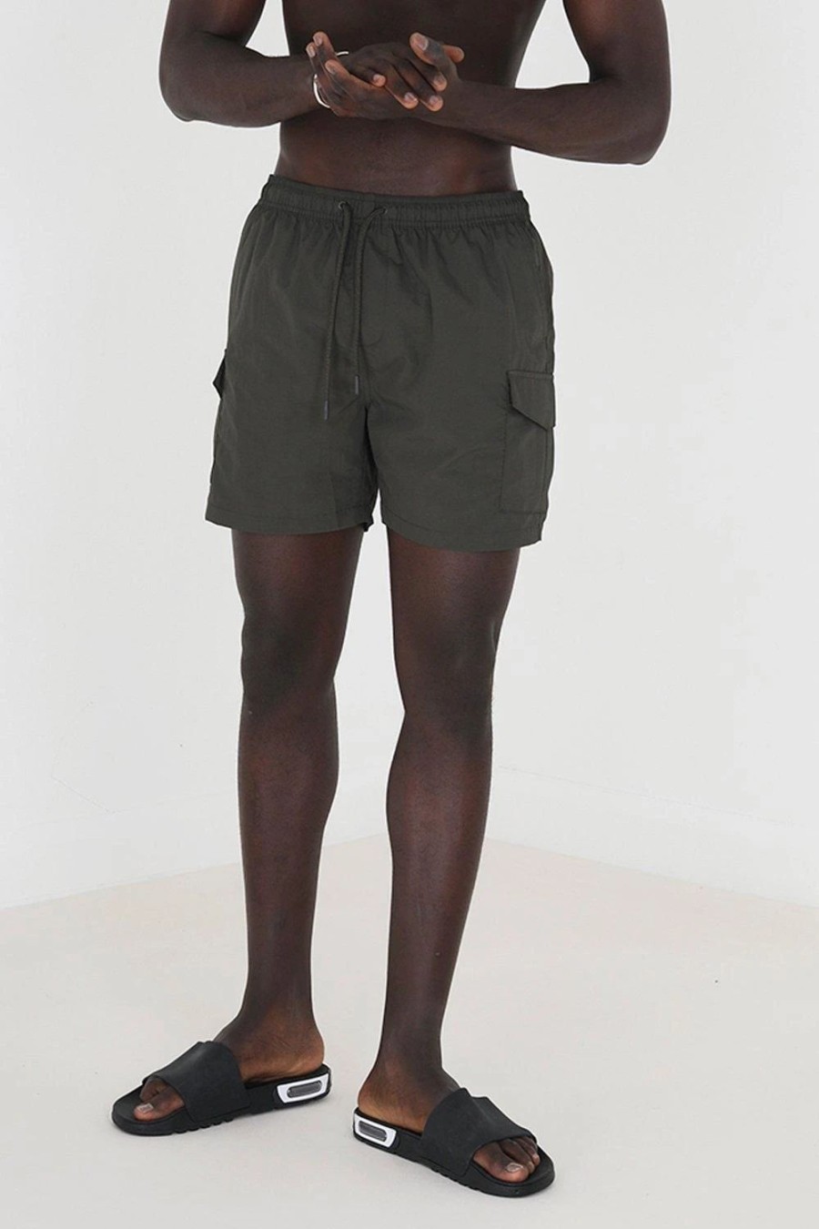 Swim Shorts * | Brave Soul 'Cooper' Cargo Pocket Swim Shorts Khaki