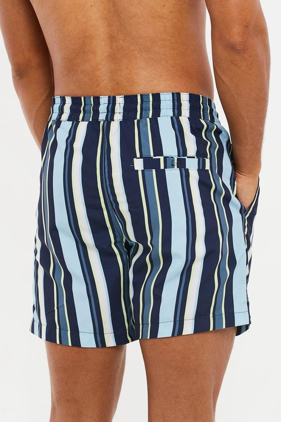 Swim Shorts * | Threadbare 'Bonito' Vertical Stripe Print Swim Shorts Blue