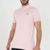 Polo Shirts * | Brave Soul 'Glover' Short Sleeve Jacquard Collar Jersey Polo Shirt Pink