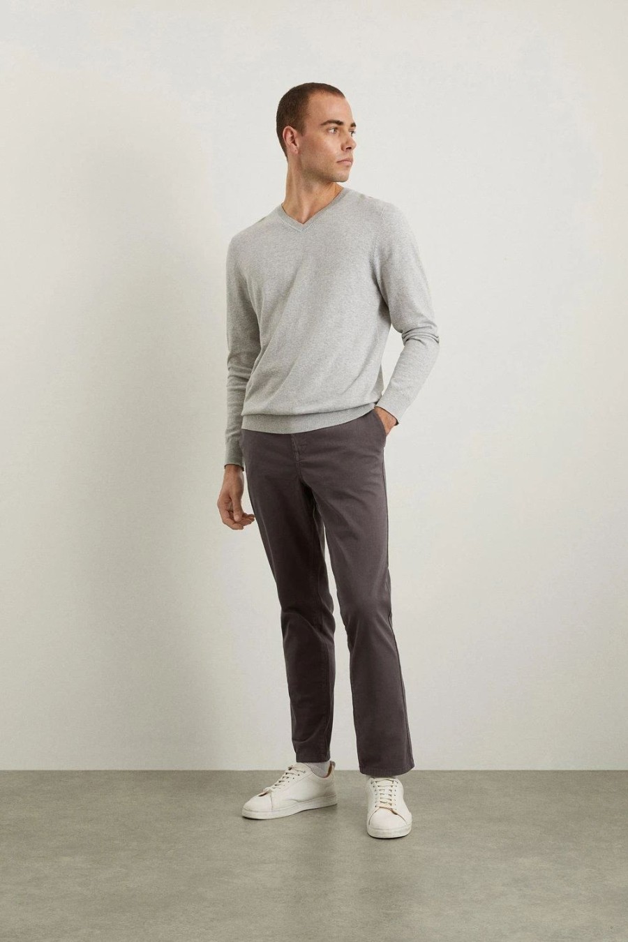 Chinos * | Burton Regular Fit Charcoal Chino Trousers Grey