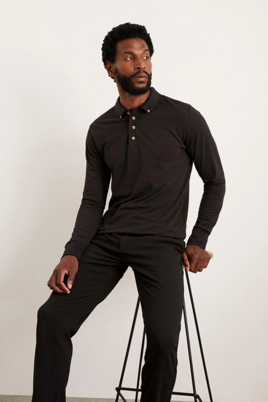 Polo Shirts * | Burton Long Sleeve Polo Black