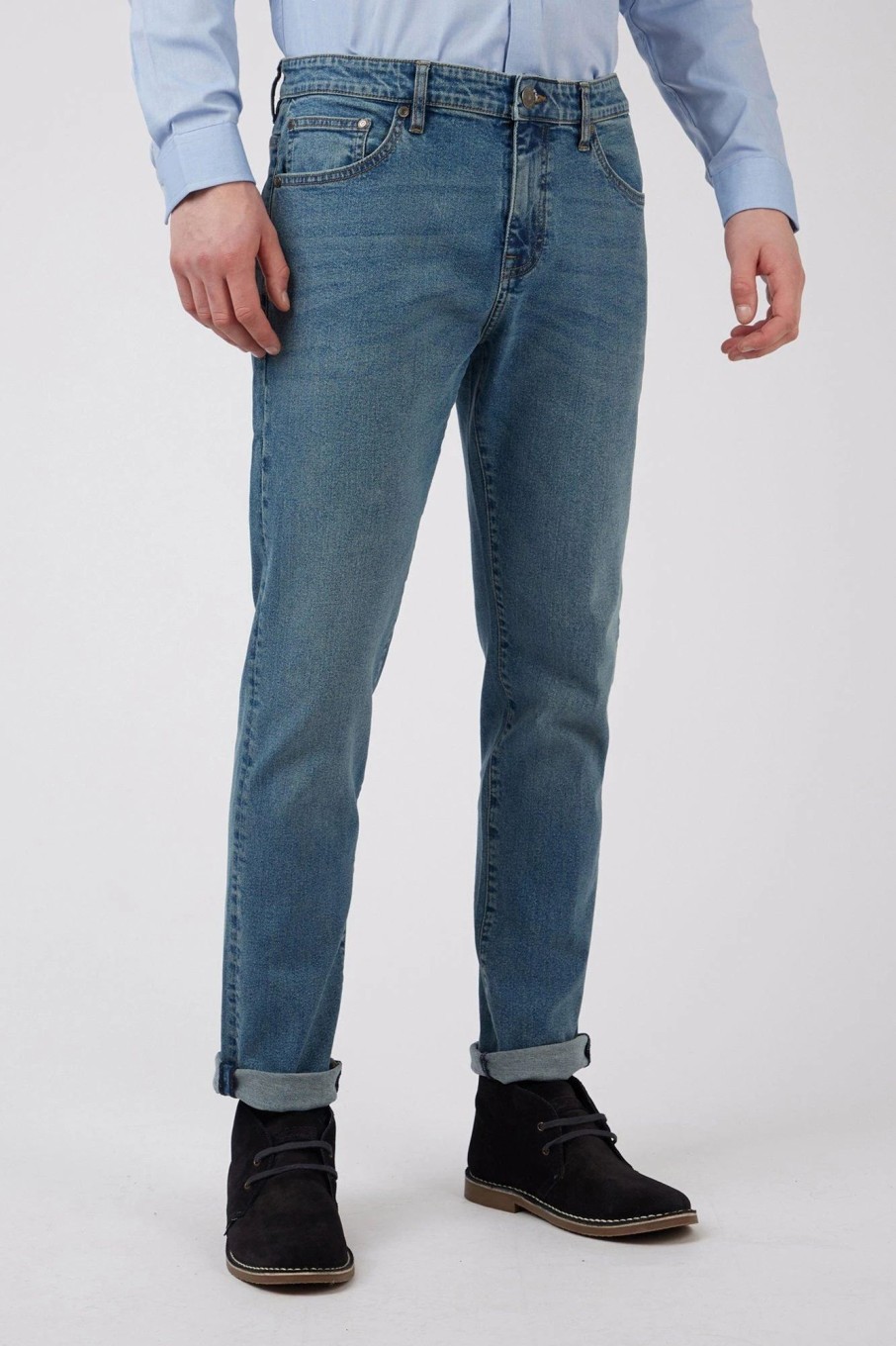 Jeans * | Ben Sherman 5 Pocket Denim Straight Jean Blue