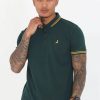 Polo Shirts * | Brave Soul 'Kanoh' Short Sleeve Pique Polo Shirt With Contrast Tipping Green