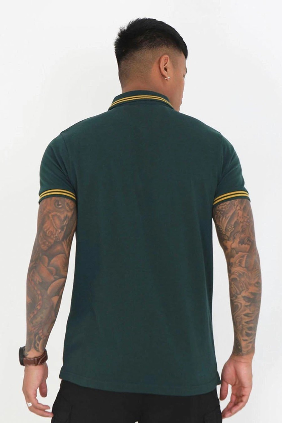 Polo Shirts * | Brave Soul 'Kanoh' Short Sleeve Pique Polo Shirt With Contrast Tipping Green